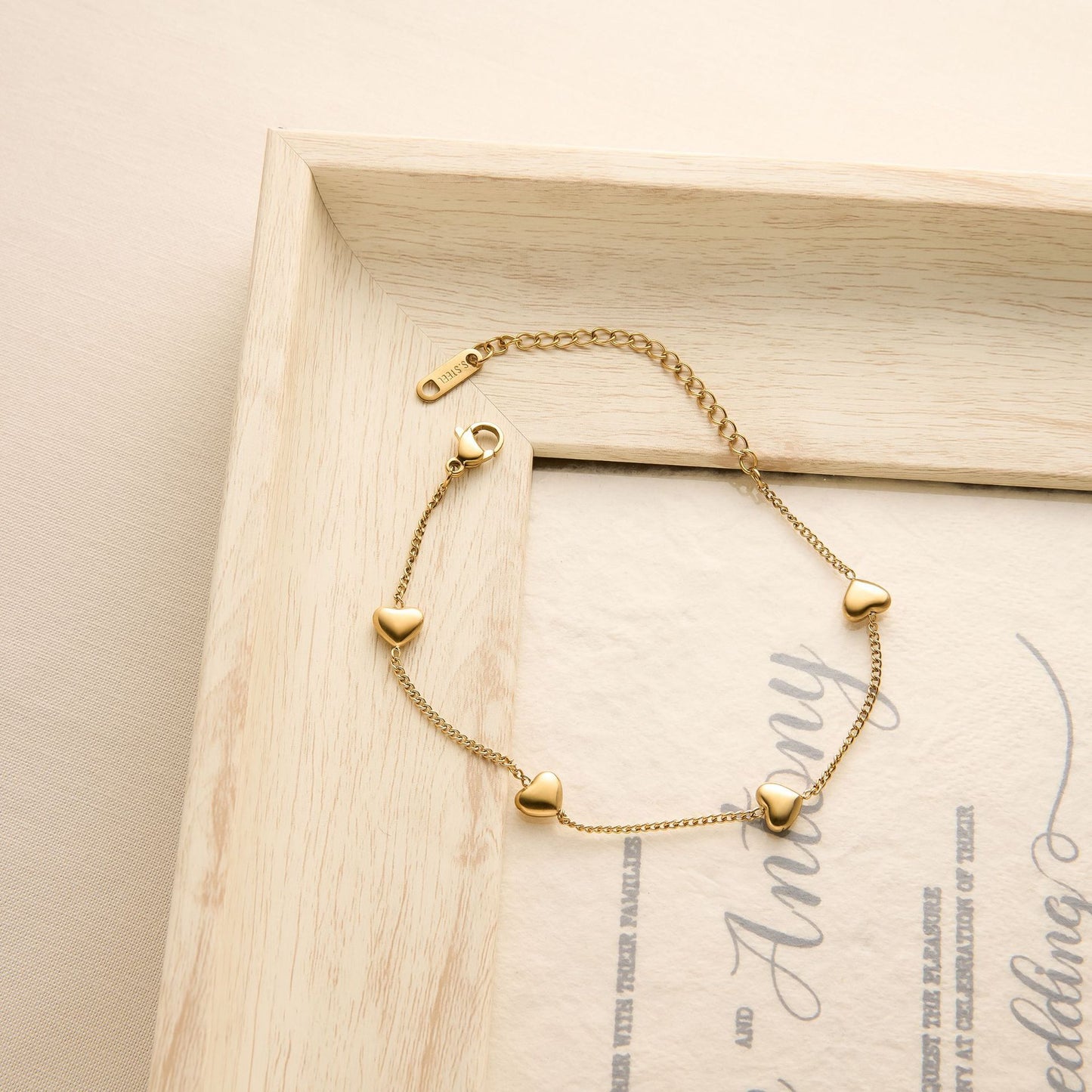 Titanium Steel Peach Heart Bracelet