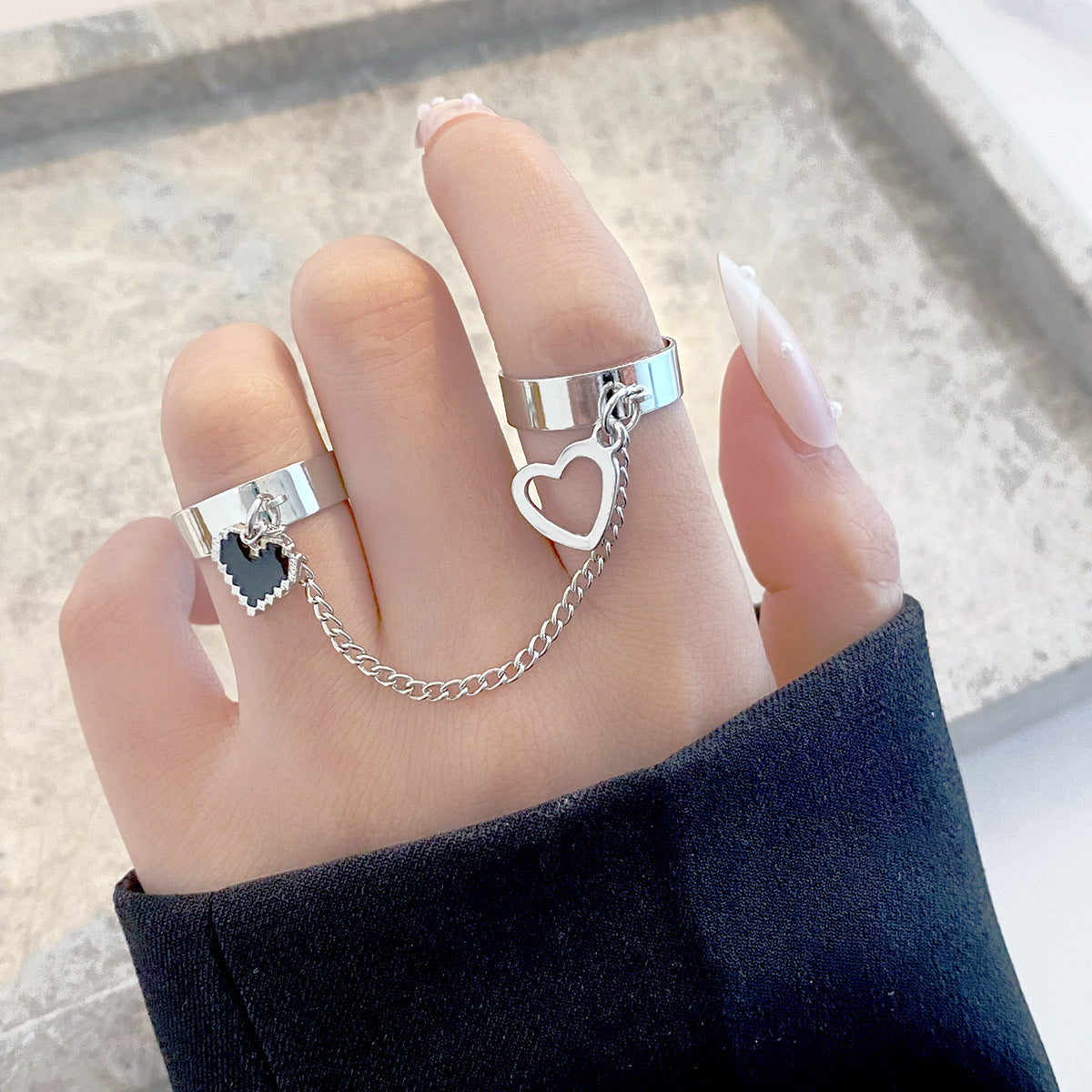 Adjustable Punk Leaf Chain Ring