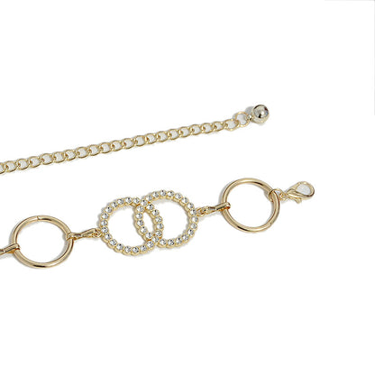 Ring, double ring rhinestone waist chain