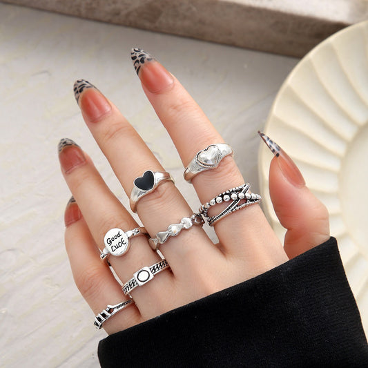 Retro Love Multi-Joint Ring Set