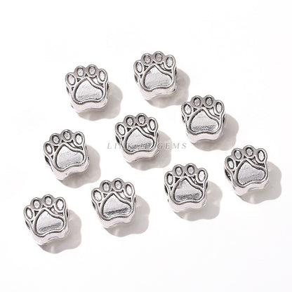 Cuentas espaciadoras de garra de gato de aleación de plata tibetana 