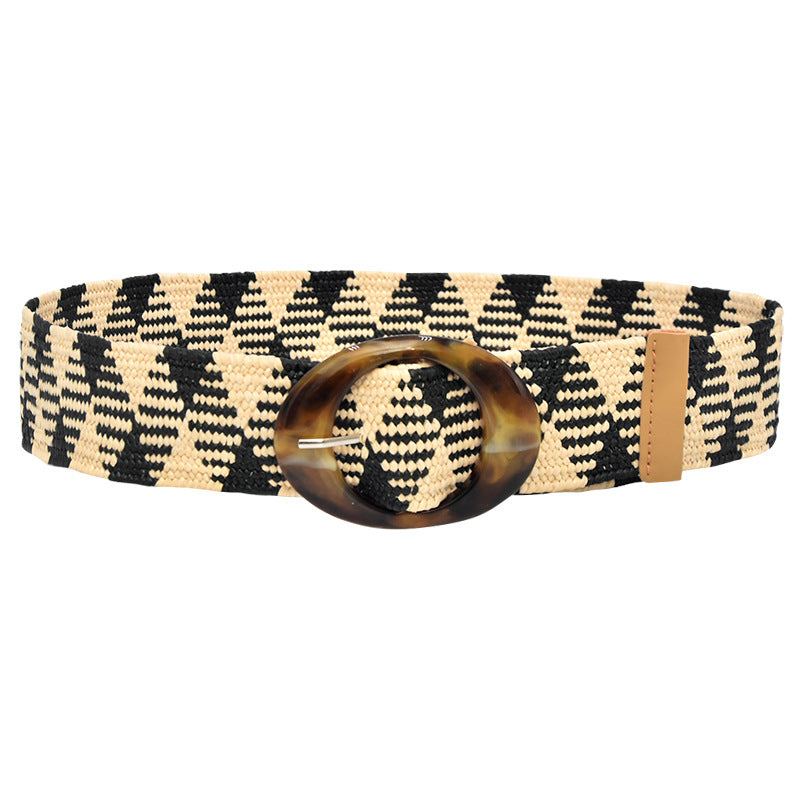 Ethnic style woven elastic belt
