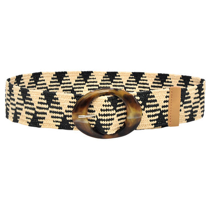 Ethnic style woven elastic belt