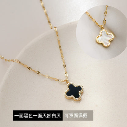 18K rose gold titanium steel necklace