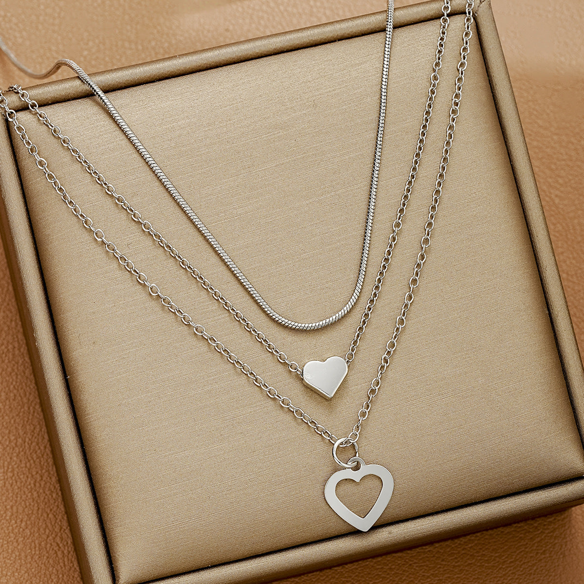 Double Love Pendant 3-Piece Necklace Set