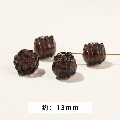 Obsidian carving ice obsidian nine-tailed fox loose beads