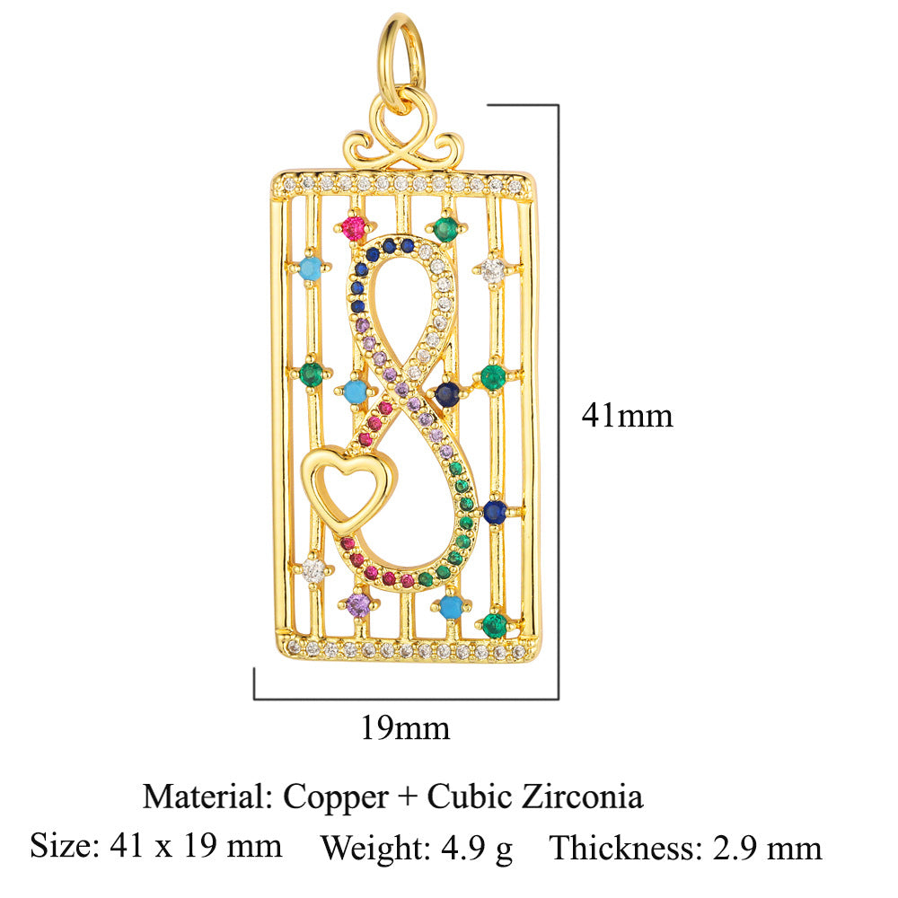 Oil drop copper zircon pendant palm eye face crown