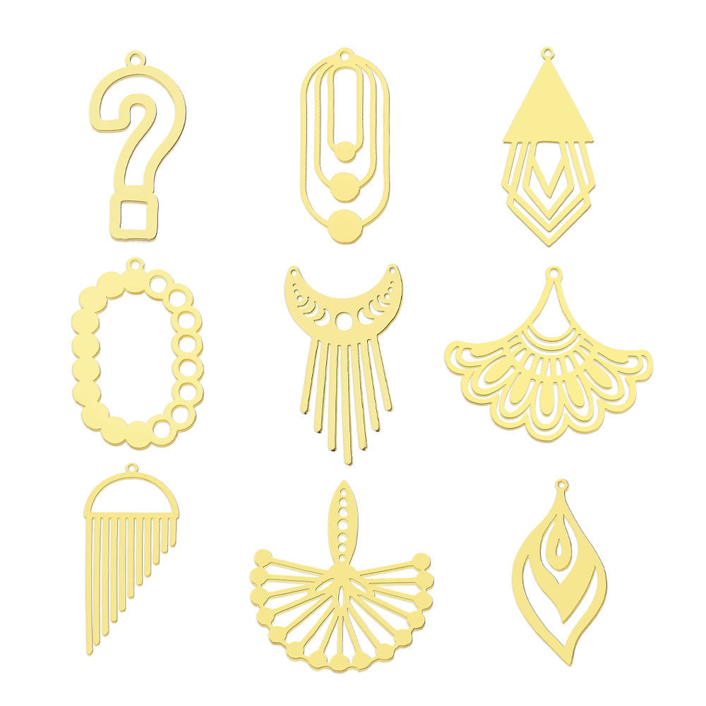 5 pcs/pack geometric square titanium steel pendant ginkgo biloba DIY