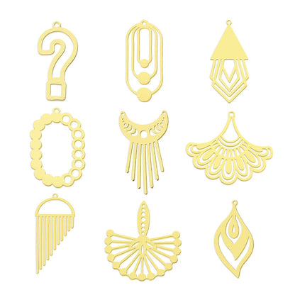 5 pcs/pack geometric square titanium steel pendant ginkgo biloba DIY