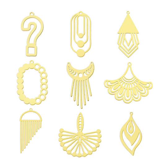 5 pcs/pack geometric square titanium steel pendant ginkgo biloba DIY