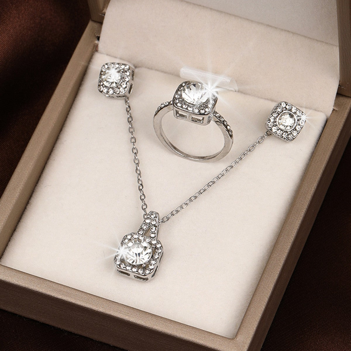 Zircon Square Diamond Jewelry Set