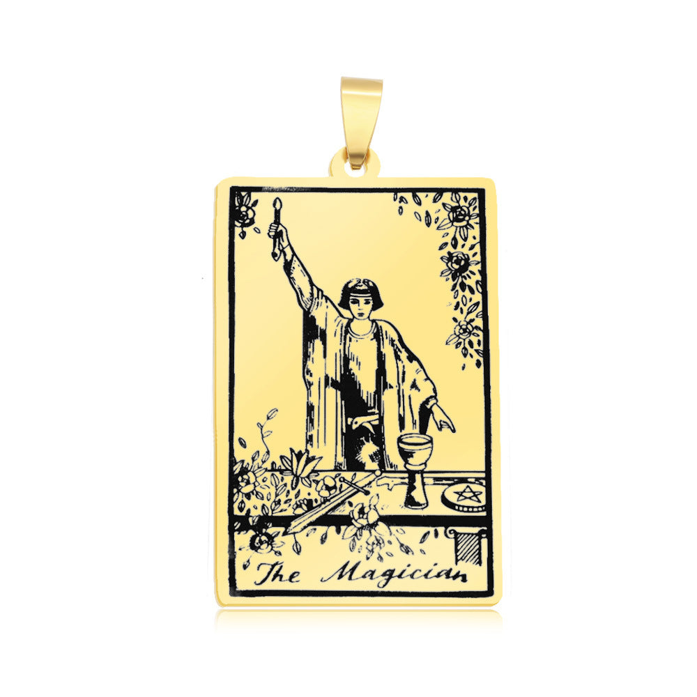5 pcs/pack, gold tarot titanium steel pendant.