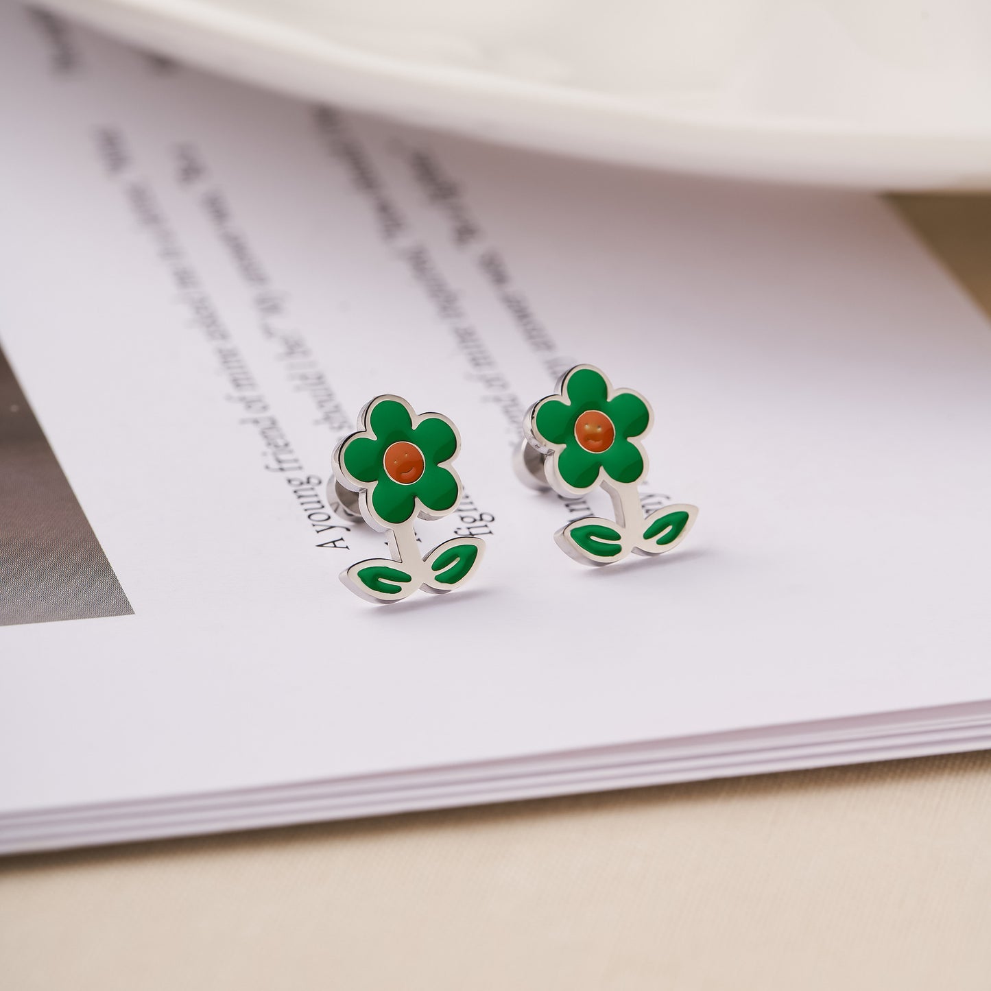 Cute Fruit & Daisy Titanium Steel Stud Earrings — Women's Non-Fading
