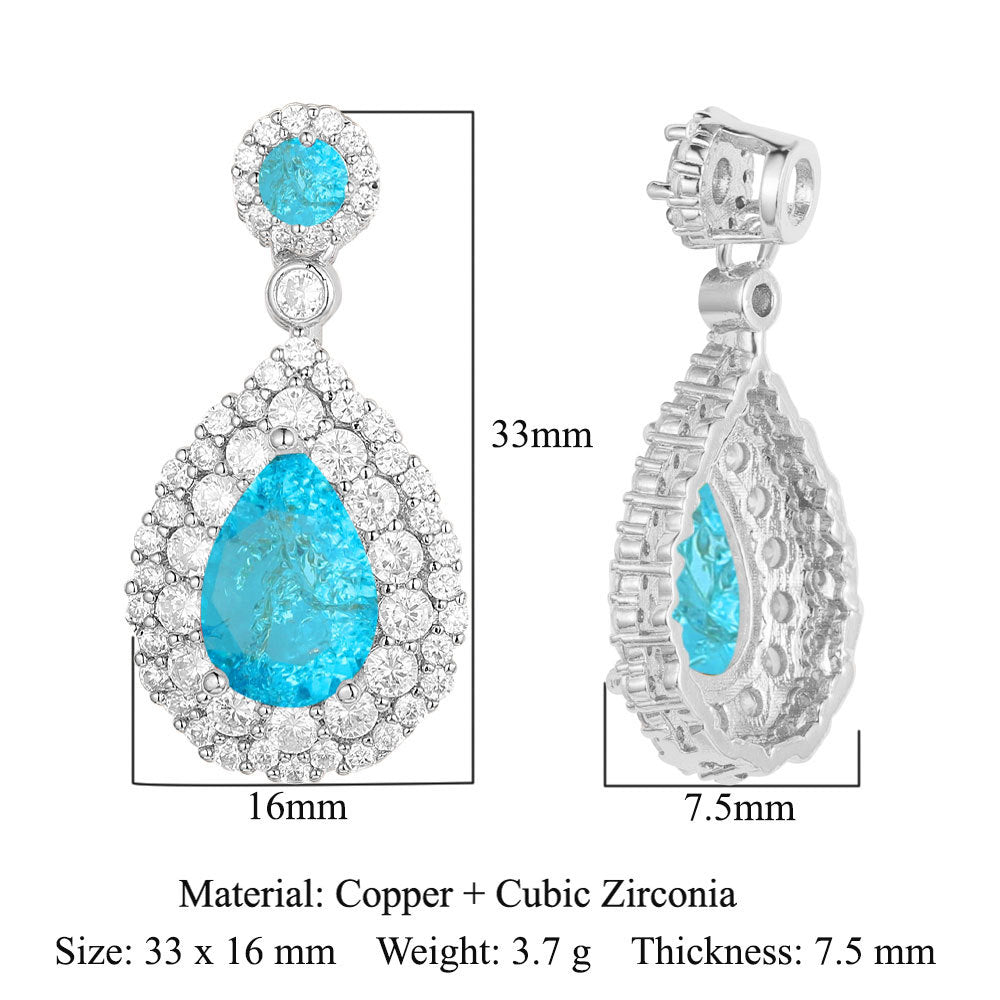 Copper zircon pendant, water drop square love bow.