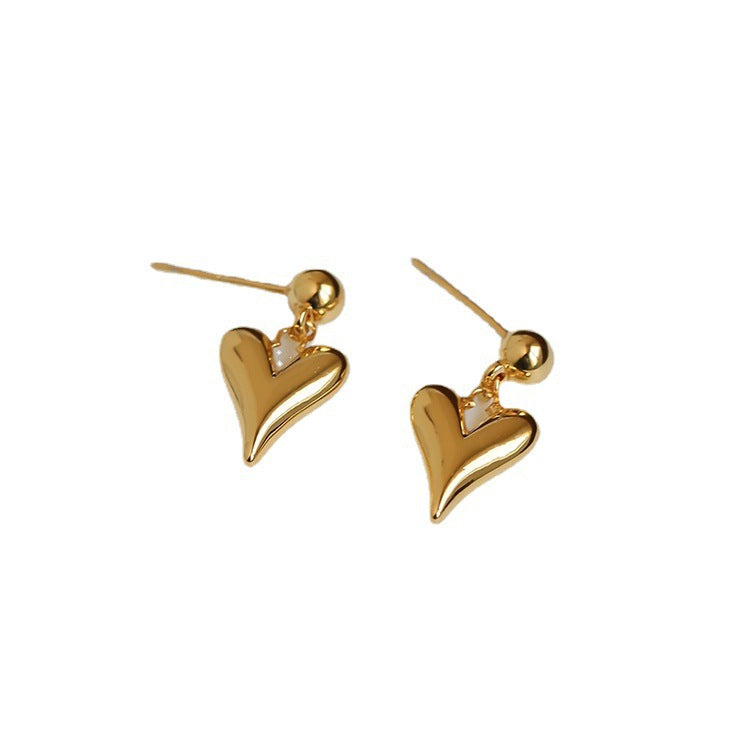 Korean Peach Heart Titanium Steel Stud Earrings — Simple Feminine