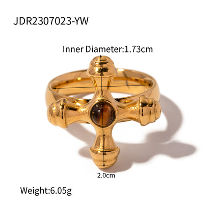 Anillo cruz piedra fina 