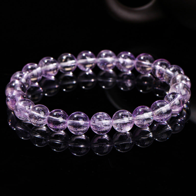 7A Natural Ice Transparent Purple Jade Bracelet