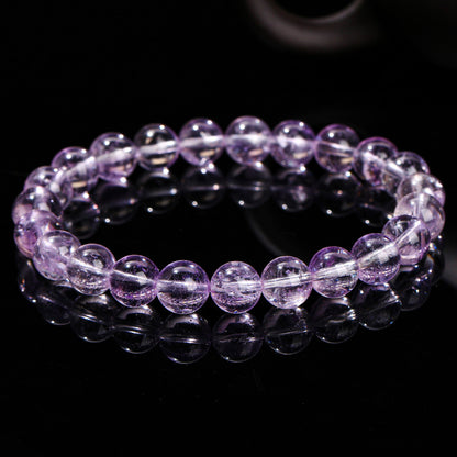 7A Natural Ice Transparent Purple Jade Bracelet
