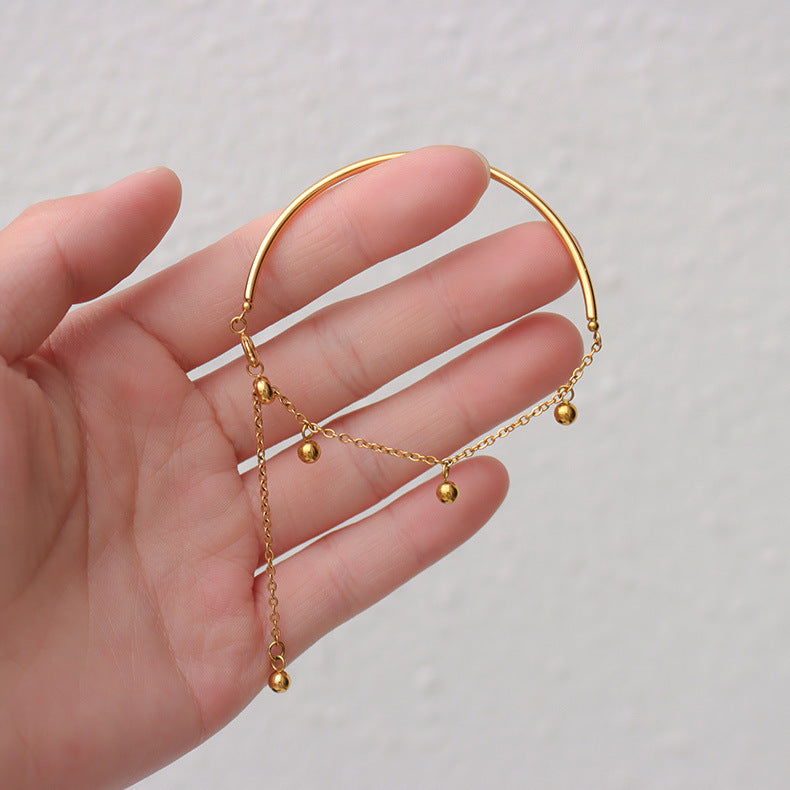 Titanium Steel 18K Gold Bead Bracelet