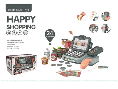 Caja registradora de supermercado para niños, juguete con simulación de pago por teléfono móvil, mostrador de cajero multifuncional, juego de simulación para niñas 