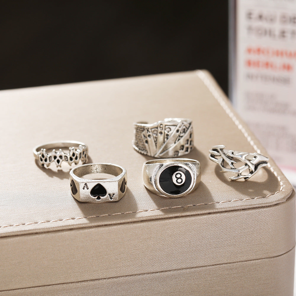 Spade Playing Card Ring Set