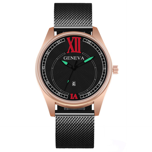 Quartz watch fashion mesh belt watch men
