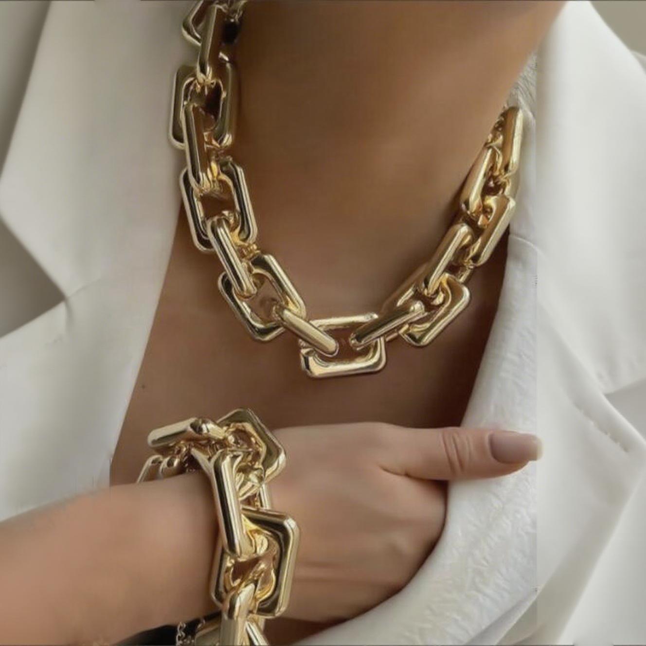 Geometric Thick Chain Jewelry Set