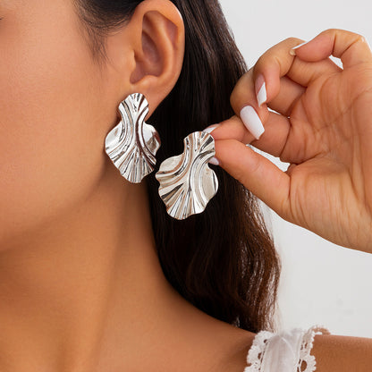 Alloy Wave Textured Earrings for Women