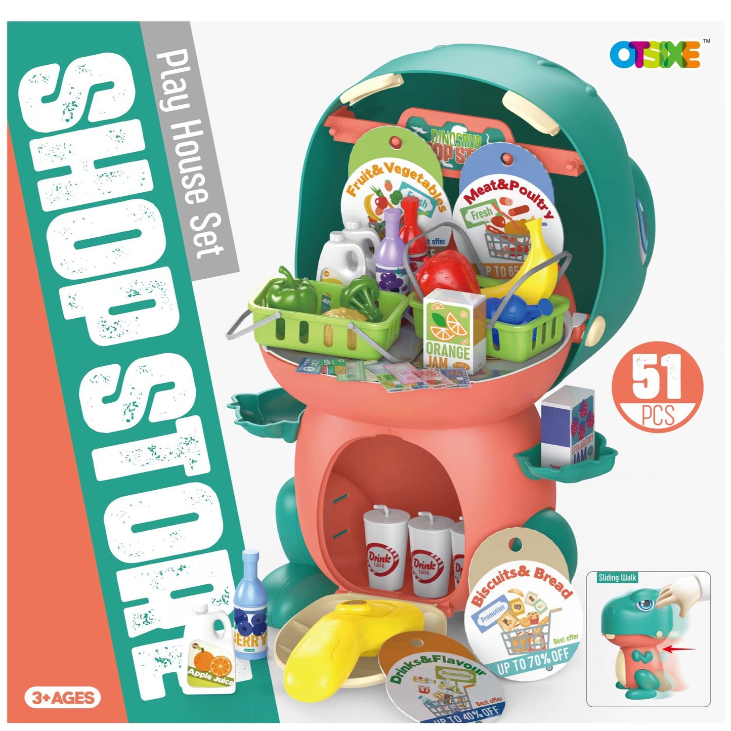 Children's Pretend Play Kitchen Toy Set: Girls' Cooking Rice Cooking Kitchen Utensil Tableware Dinosaur Storage Set