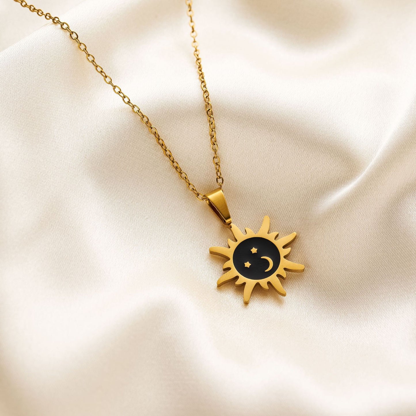 Titanium Steel Sun & Moon Necklace