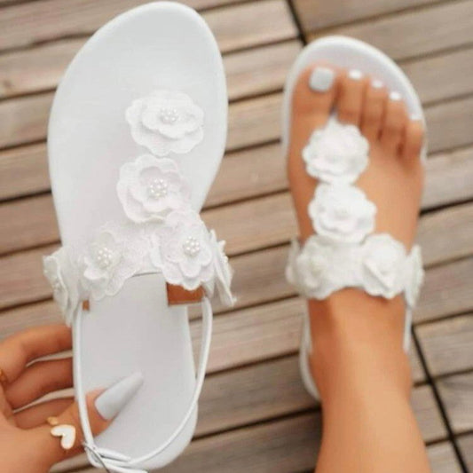 Small flower sandals flat bottom