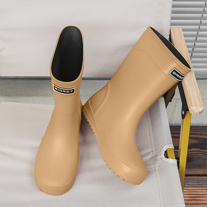 Rain shoes men's medium tube outer wear