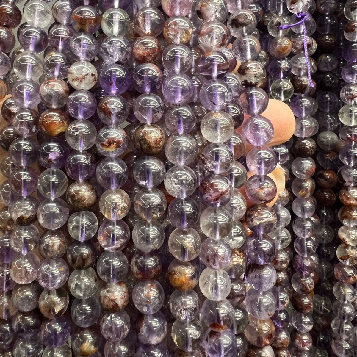 6-10mm natural purple ghost crystal beads