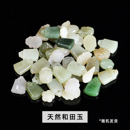 Crystal silver obsidian Hetian jade carving loose beads