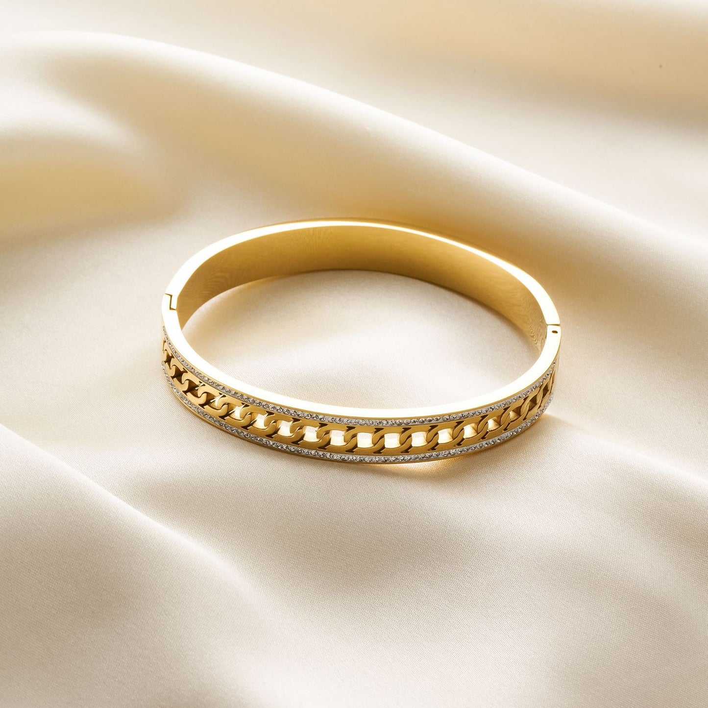 Double Row Diamond Titanium Steel Bracelet