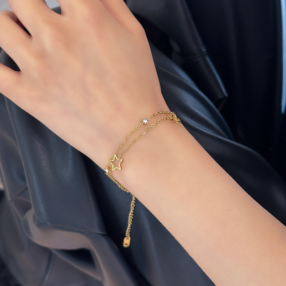 Double Titanium Steel Bracelet Ladies