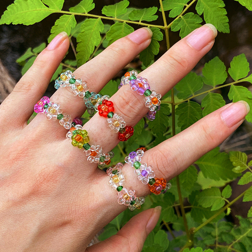 Stretch crystal bead ring