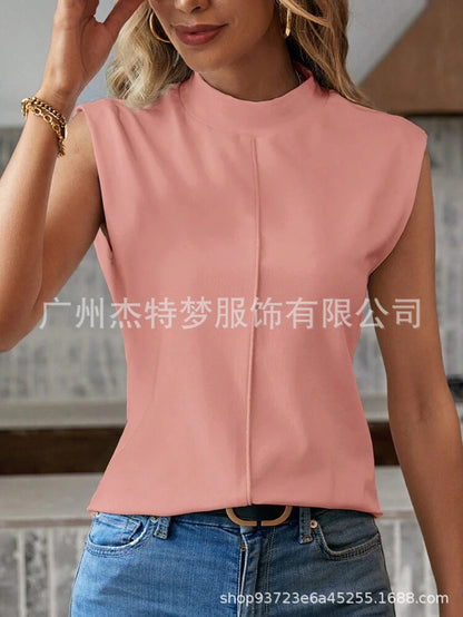 Solid color sleeveless crew neck vest top