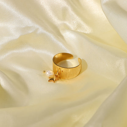 Star Pearl Pendant Open Ring