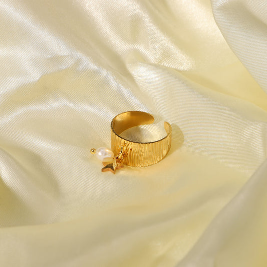 Star Pearl Pendant Open Ring