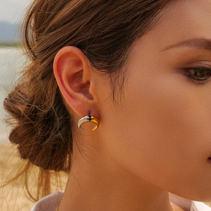 Two-tone gold steel earrings