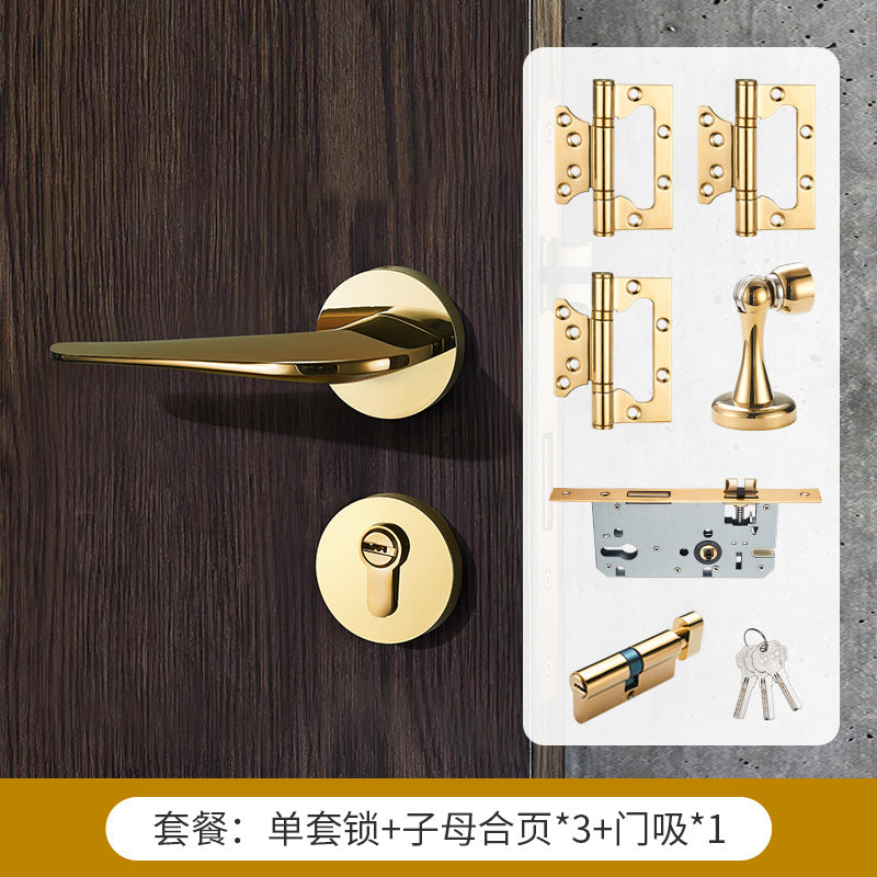 Gold silent brass door lock