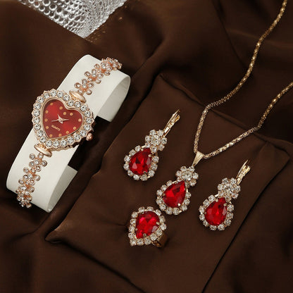Bracelet Watch Necklace Earrings Ring Set