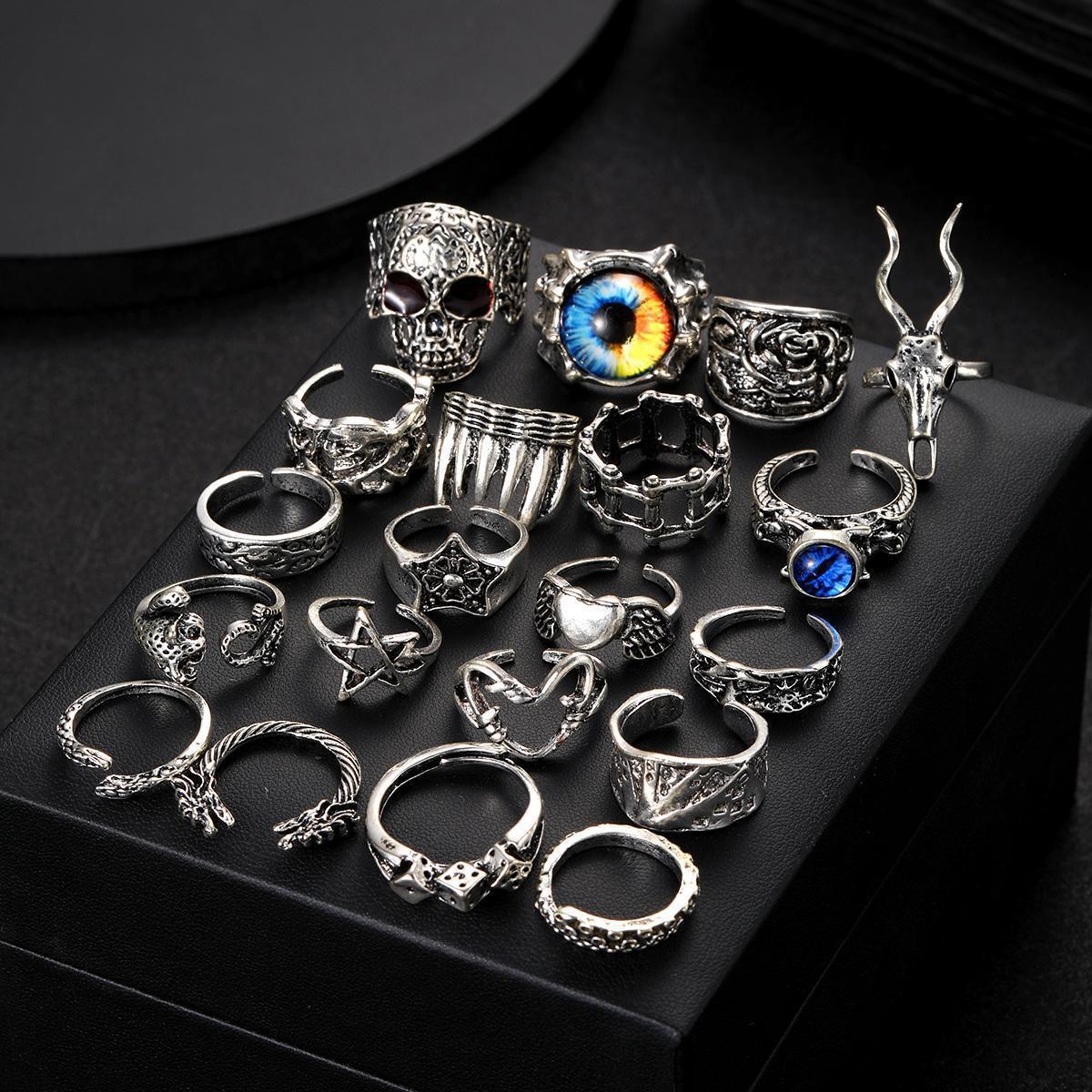 Skull Spider Punk Ring Set (20-piece)