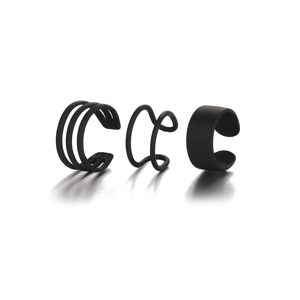 Black C-Shaped Ear Clip Set