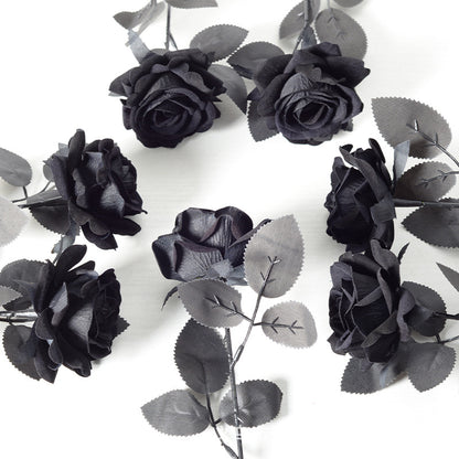 Simulation black rose velvet silk flower
