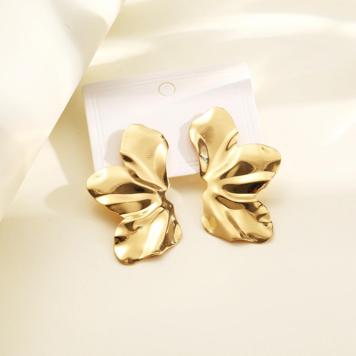 Golden Petal Stud Earrings