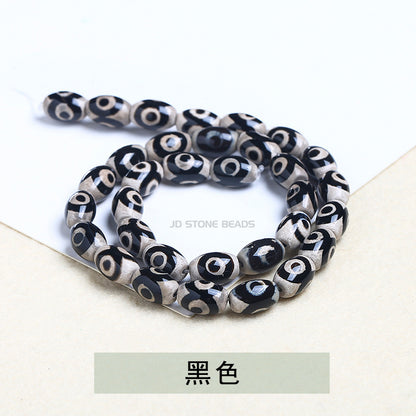 8 * 12Mm Tibetan Buddhist beads three-eye dzi beads agate rice-shaped loose beads