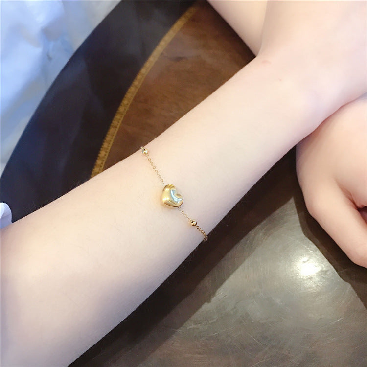 Women's Korean Golden Peach Heart Titanium Steel Bracelet