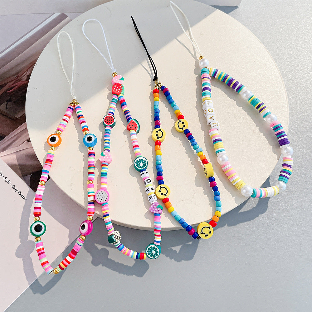 Beaded Soft Pottery Phone Lanyard